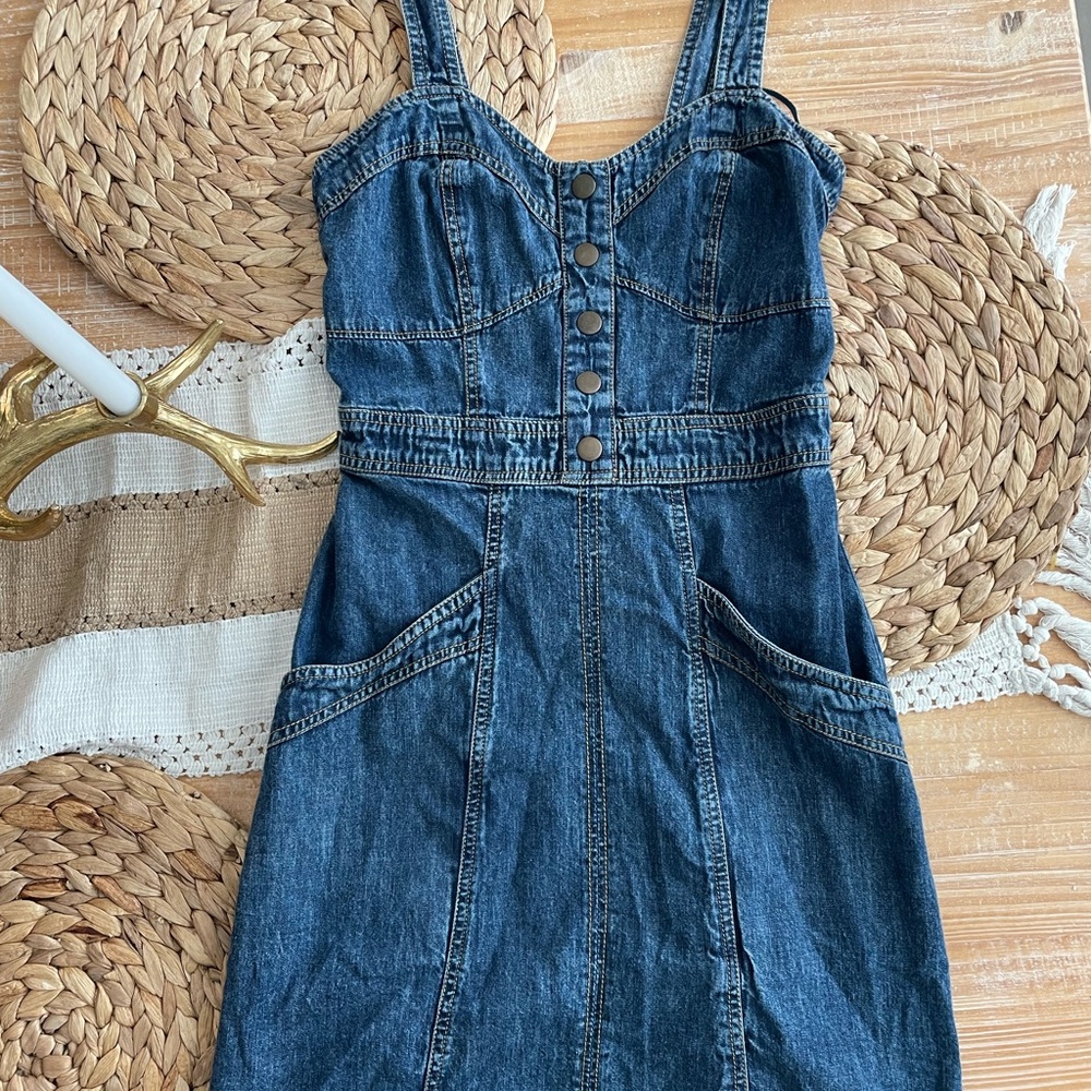 Denim Button-Front Dress